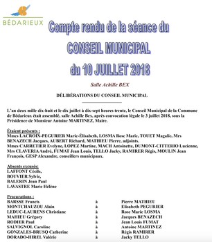 Compte Rendu du 10.07.2018
